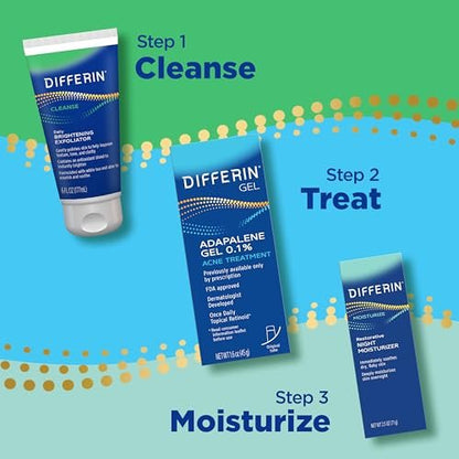 Differin Daily Brightening Exfoliator Face Scrub for Acne Prone Skin, 6 Fl Oz