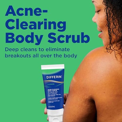 Differin Body Scrub with Salicylic Acid – Acne Clearing Exfoliator for Back, Shoulders, and Chest, 8 oz