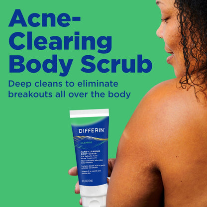 Differin Body Scrub with Salicylic Acid – Acne Clearing Exfoliator for Back, Shoulders, and Chest, 8 oz