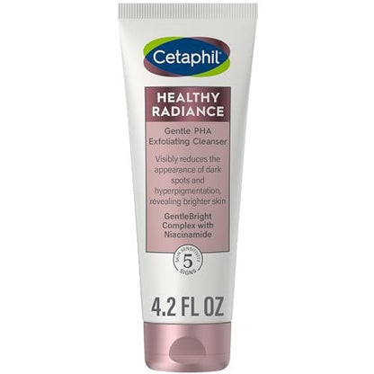 Cetaphil Healthy Radiance Gentle Exfoliating Cleanser - Visibly Reduces Dark Spots & Hyperpigmentation, Hypoallergenic, Fragrance Free, 4.2oz