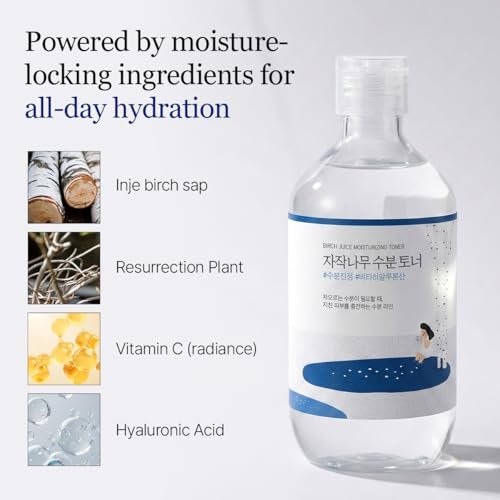 ROUND LAB Birch Juice Moisturizing Toner 300ml - Vita Hyaluronic Acid, Alcohol-Free, Fragrance-Free Hydrating Toner Avelisse