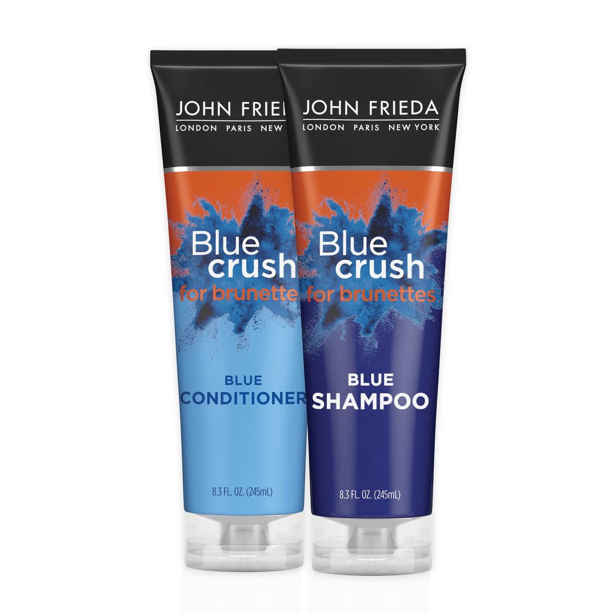 John Frieda Blue Crush Shampoo and Conditioner Set for Brunettes - Nourishes Color-Treated and Natural Hair, Blue Pigments for Vibrant, Cool-Toned Brunette Hair, 8.3 oz Each (Pack of 2) Avelisse