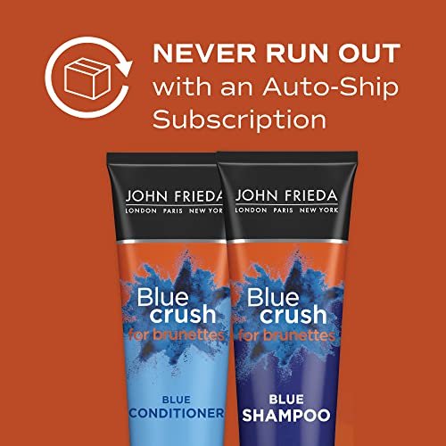 John Frieda Blue Crush Shampoo and Conditioner Set for Brunettes - Nourishes Color-Treated and Natural Hair, Blue Pigments for Vibrant, Cool-Toned Brunette Hair, 8.3 oz Each (Pack of 2) Avelisse