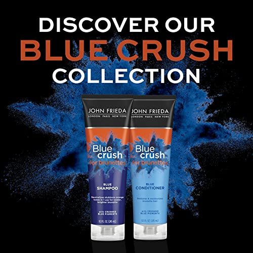 John Frieda Blue Crush Shampoo and Conditioner Set for Brunettes - Nourishes Color-Treated and Natural Hair, Blue Pigments for Vibrant, Cool-Toned Brunette Hair, 8.3 oz Each (Pack of 2) Avelisse