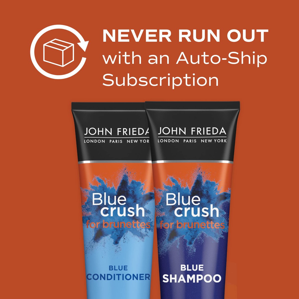 John Frieda Blue Crush Shampoo and Conditioner Set for Brunettes - Nourishes Color-Treated and Natural Hair, Blue Pigments for Vibrant, Cool-Toned Brunette Hair, 8.3 oz Each (Pack of 2) Avelisse