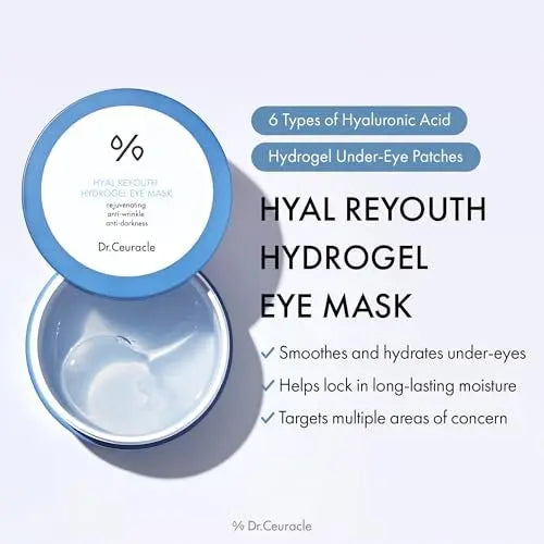 Dr. Ceuracle Hyal Reyouth Hydrogel Eye Mask Patch - Korean Under Eye Patches for Revitalizing, Wrinkle Care, Glowing, Firming Effect (60 Patches) Avelisse