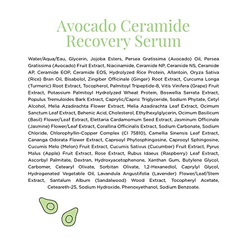 Glow Recipe Avocado Ceramide Serum – Soothing, Hydrating Face Serum for Redness Relief & Skin Barrier Repair, Lightweight Milky Korean Skincare for Dry & Sensitive Skin (30 ml) Avelisse