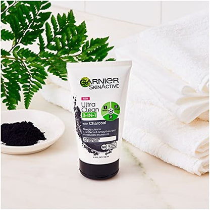 Garnier SkinActive Charcoal 3 in 1 Face Wash, Scrub and Mask - 4.4 fl oz