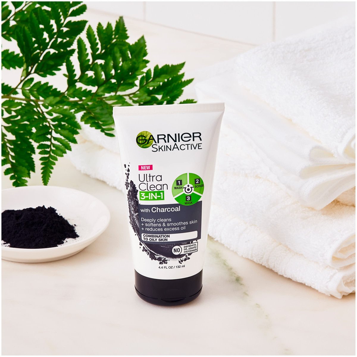 Garnier SkinActive Charcoal 3 in 1 Face Wash, Scrub and Mask - 4.4 fl oz - görsel 6