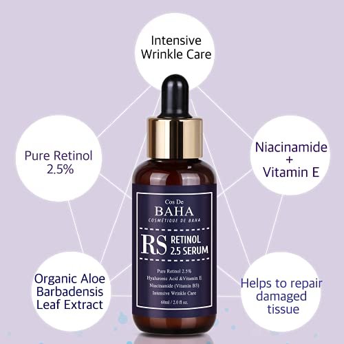 Retinol 2.5% Solution Facial Serum with Vitamin E - High Strength Age Spot Remover, 2 Fl Oz (60ml) Avelisse