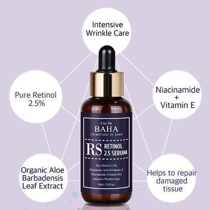 Retinol 2.5% Solution Facial Serum with Vitamin E - High Strength Age Spot Remover, 2 Fl Oz (60ml) Avelisse