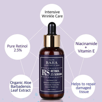Retinol 2.5% Solution Facial Serum with Vitamin E - High Strength Age Spot Remover, 2 Fl Oz (60ml) Avelisse