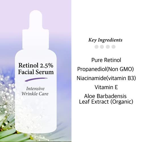 Retinol 2.5% Solution Facial Serum with Vitamin E - High Strength Age Spot Remover, 2 Fl Oz (60ml) Avelisse