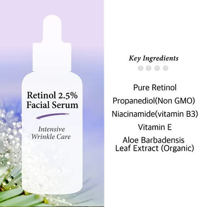 Retinol 2.5% Solution Facial Serum with Vitamin E - High Strength Age Spot Remover, 2 Fl Oz (60ml) Avelisse