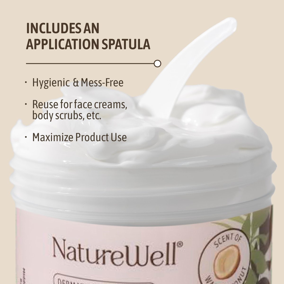 NATURE WELL Coconut Oil Moisturizing Cream – Deep Hydration Lotion for Face, Body & Hands, Non-Greasy, Fast Absorbing with Vitamins A C E (10 oz) Avelisse