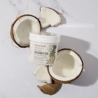 NATURE WELL Coconut Oil Moisturizing Cream – Deep Hydration Lotion for Face, Body & Hands, Non-Greasy, Fast Absorbing with Vitamins A C E (10 oz) Avelisse