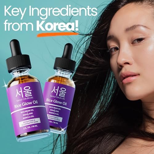 SeoulCeuticals Rice Bran Oil for Skin – Korean Skin Care Facial Glow Oil with Squalane & Vitamin E – Cruelty Free K Beauty Skincare 1oz Avelisse