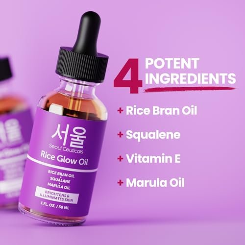 SeoulCeuticals Rice Bran Oil for Skin – Korean Skin Care Facial Glow Oil with Squalane & Vitamin E – Cruelty Free K Beauty Skincare 1oz Avelisse