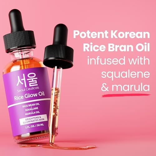 SeoulCeuticals Rice Bran Oil for Skin – Korean Skin Care Facial Glow Oil with Squalane & Vitamin E – Cruelty Free K Beauty Skincare 1oz Avelisse