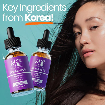 SeoulCeuticals Rice Bran Oil for Skin – Korean Skin Care Facial Glow Oil with Squalane & Vitamin E – Cruelty Free K Beauty Skincare 1oz Avelisse