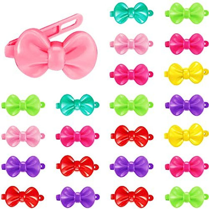 WILLBOND 100-Piece Girls Hair Barrettes – Self-Hinge Plastic Clips for Toddlers, Kids, Baby – Colorful Cute Cartoon Hair Pin Accessories (Bow)