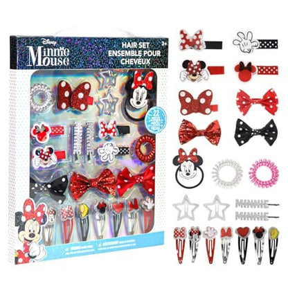 Disney Minnie Mouse Hair Accessories Set for Kids - Party, Sleepover & Makeover Hair Clips, Ages 3+ by Townley Girl