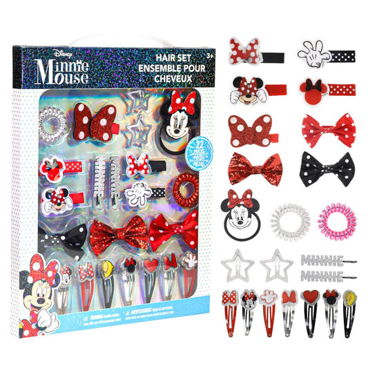 Disney Minnie Mouse Hair Accessories Set for Kids - Party, Sleepover & Makeover Hair Clips, Ages 3+ by Townley Girl