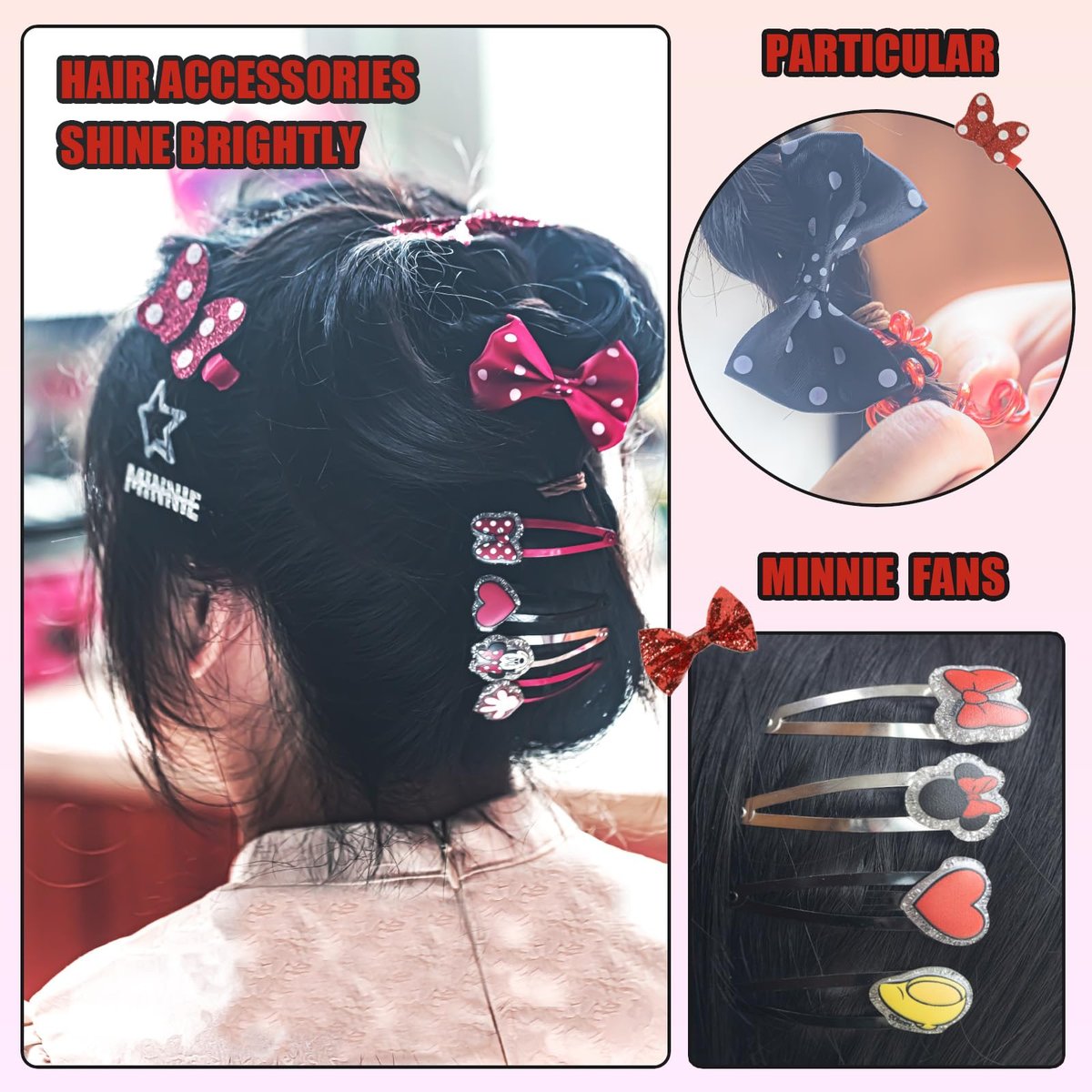 Disney Minnie Mouse Hair Accessories Set for Kids - Party, Sleepover & Makeover Hair Clips, Ages 3+ by Townley Girl - görsel 5