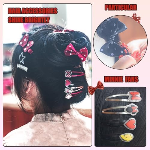 Disney Minnie Mouse Hair Accessories Set for Kids - Party, Sleepover & Makeover Hair Clips, Ages 3+ by Townley Girl - görsel 6