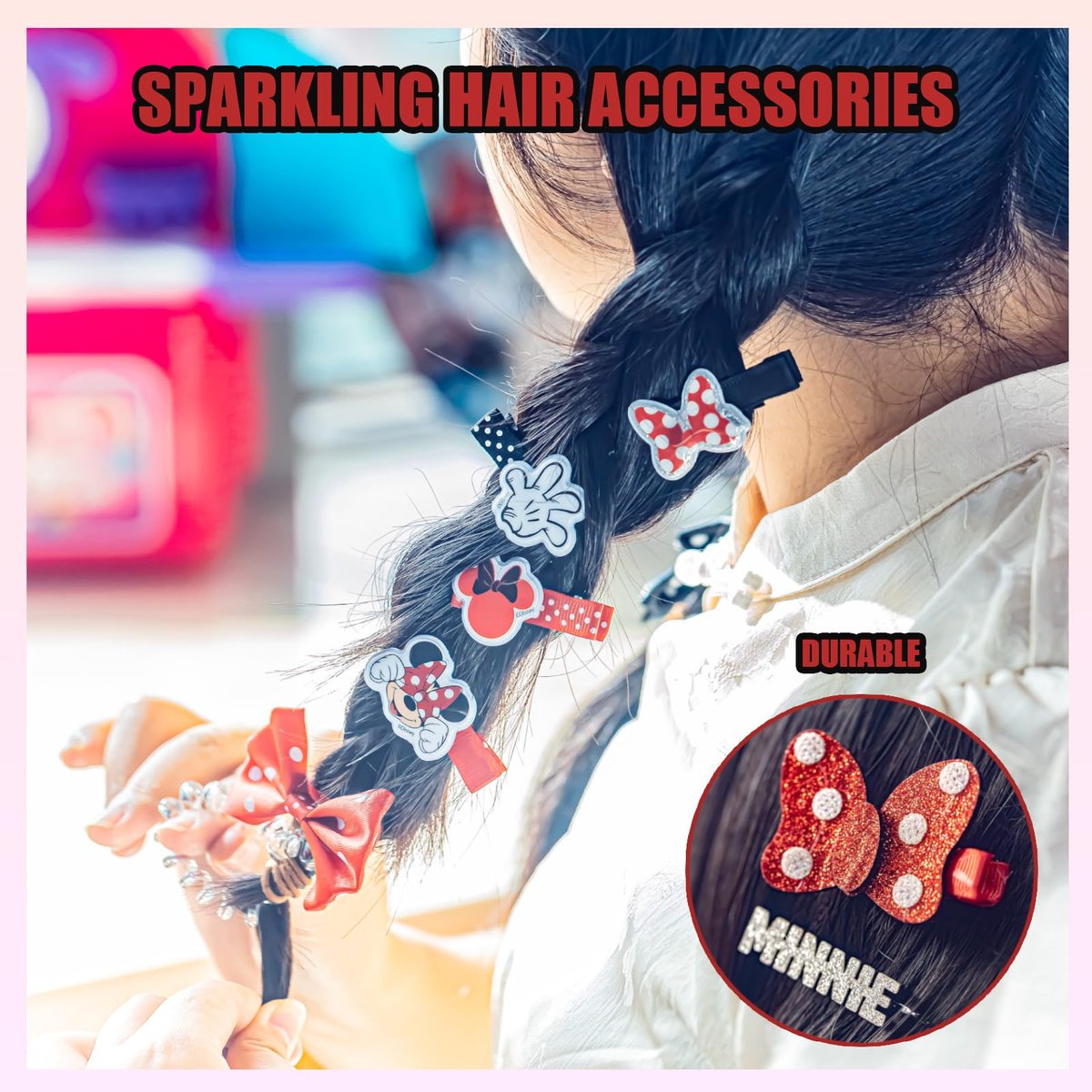 Disney Minnie Mouse Hair Accessories Set for Kids - Party, Sleepover & Makeover Hair Clips, Ages 3+ by Townley Girl - görsel 9