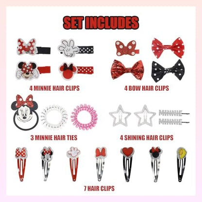 Disney Minnie Mouse Hair Accessories Set for Kids - Party, Sleepover & Makeover Hair Clips, Ages 3+ by Townley Girl