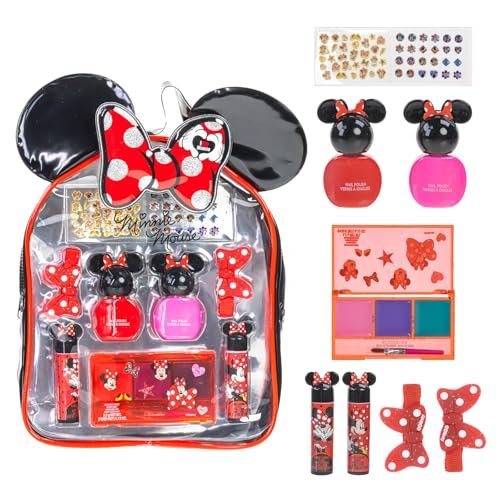 Disney Minnie Mouse Cosmetic Makeup Gift Bag Set – Lip Gloss, Nail Polish & Hair Accessories for Kids Girls Ages 3+ by Townley Girl Avelisse
