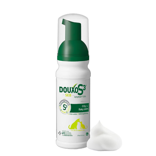 Douxo S3 Seb Mousse - Seboregulating & Odor Control for Dogs & Cats with Oily or Flaky Skin (5.1 oz) Avelisse