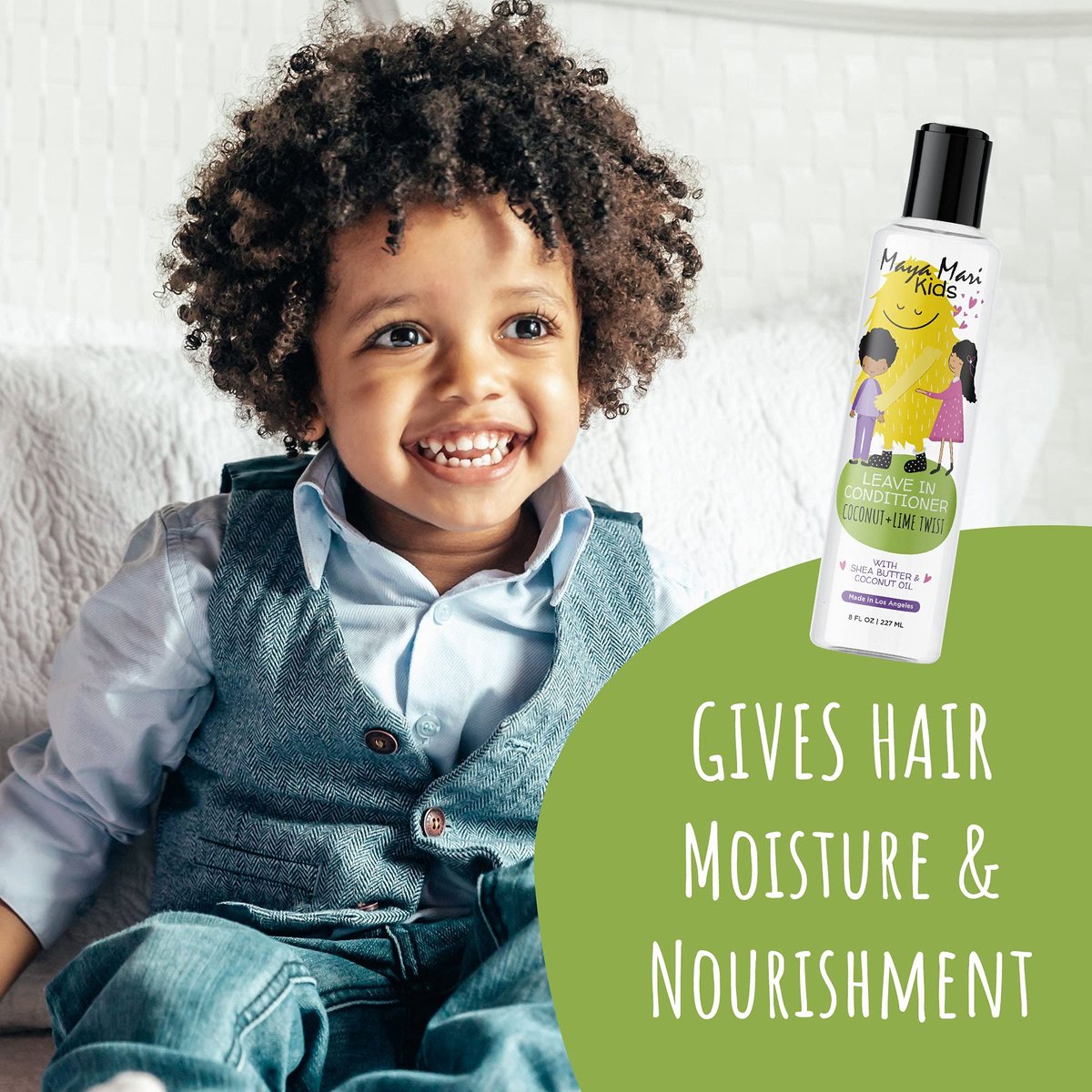 MAYA MARI Kids Leave In Conditioner and Hair Detangler - Sulfate Free Curly Hair Products for Toddlers and Babies, 8 Oz Avelisse