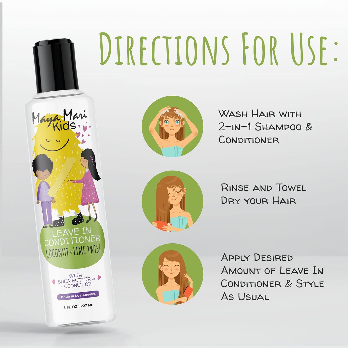 MAYA MARI Kids Leave In Conditioner and Hair Detangler - Sulfate Free Curly Hair Products for Toddlers and Babies, 8 Oz Avelisse