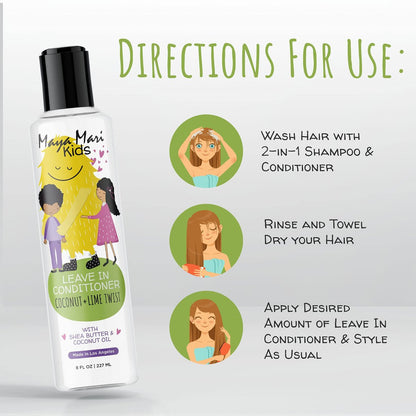 MAYA MARI Kids Leave In Conditioner and Hair Detangler - Sulfate Free Curly Hair Products for Toddlers and Babies, 8 Oz Avelisse