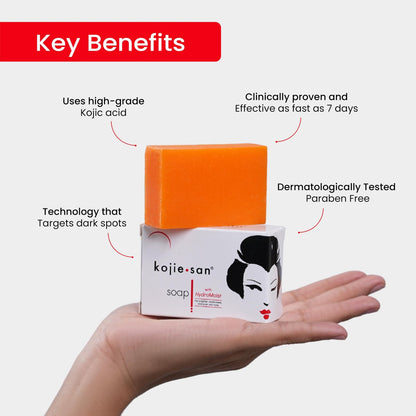 Kojie San Skin Brightening Soap Bundle – Original Kojic Acid & Coconut Oil Dark Spot Remover Bar Soap with Tea Tree Oil, 4 x 65g Bars Avelisse