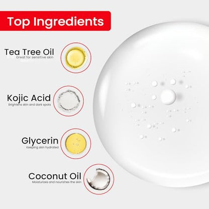 Kojie San Skin Brightening Soap Bundle – Original Kojic Acid & Coconut Oil Dark Spot Remover Bar Soap with Tea Tree Oil, 4 x 65g Bars Avelisse