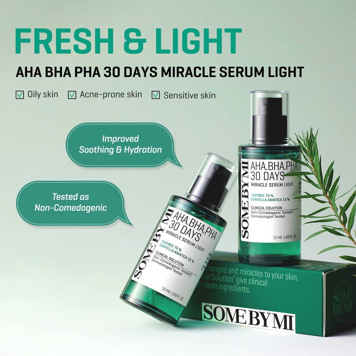 SOME BY MI AHA BHA PHA 30 Days Miracle Serum Light - 1.69oz (50ml) - Daily Exfoliating Salicylic Acid Serum for Pore and Blackhead Care - Centella & Niacinamide for Skin Soothing - Korean Skin Care - görsel 3