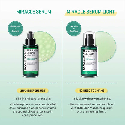 SOME BY MI AHA BHA PHA 30 Days Miracle Serum Light - 1.69oz (50ml) - Daily Exfoliating Salicylic Acid Serum for Pore and Blackhead Care - Centella & Niacinamide for Skin Soothing - Korean Skin Care