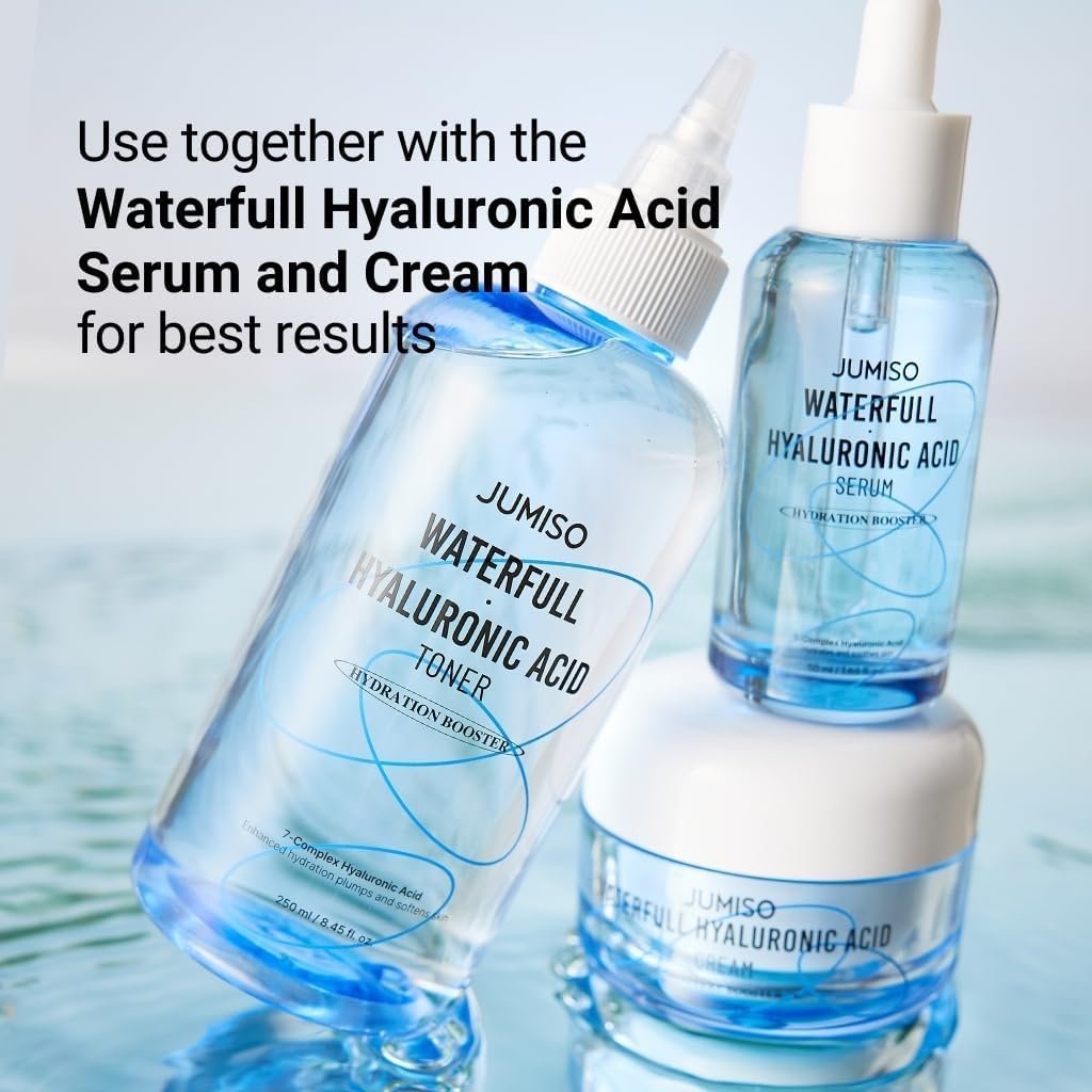 Jumiso Waterfull Hyaluronic Toner 250ml - Deep Hydration Facial Toner for All Skin Types, Vegan & Fragrance-Free Avelisse