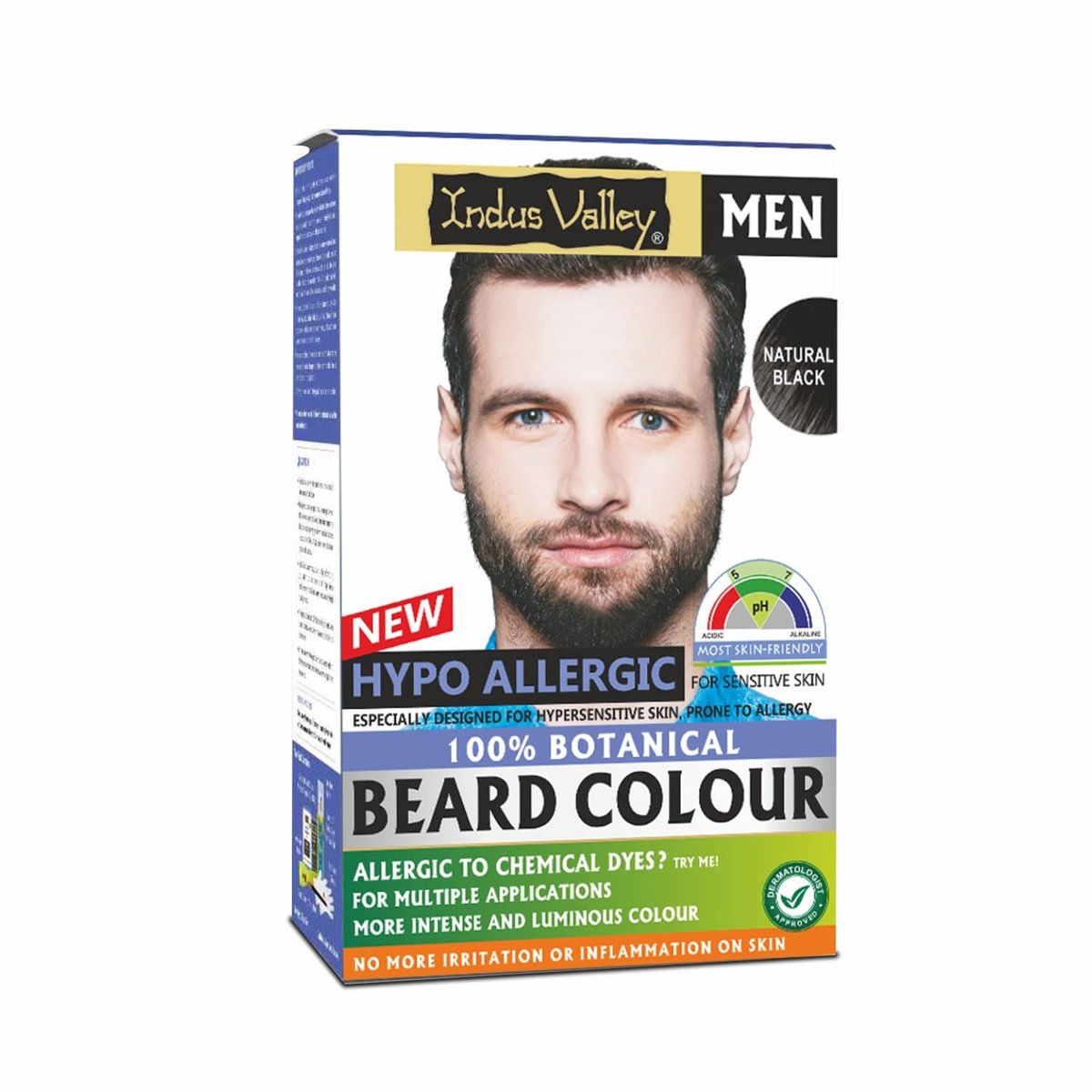Indus Valley 100% Botanical Hypoallergenic Beard Color for Men - Natural Black, Ammonia & PPD Free, 8 Organic Ingredients, Vegan (100g + 15ml) Avelisse