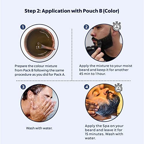 Indus Valley 100% Botanical Hypoallergenic Beard Color for Men - Natural Black, Ammonia & PPD Free, 8 Organic Ingredients, Vegan (100g + 15ml) Avelisse