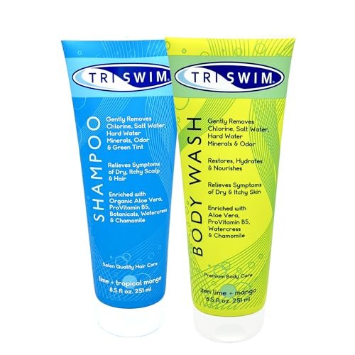 TRISWIM Swim Care Set - Chlorine Removal Shampoo & Body Wash, 8.5 fl oz Each, Aloe Vera Formula Avelisse