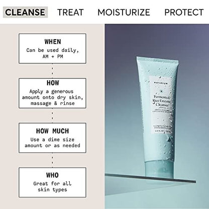 Naturium Fermented Rice Enzyme Cleanser - Gentle Exfoliating Face Wash with Fruit Enzymes & Biodegradable Micro-Powders, 4 oz Avelisse