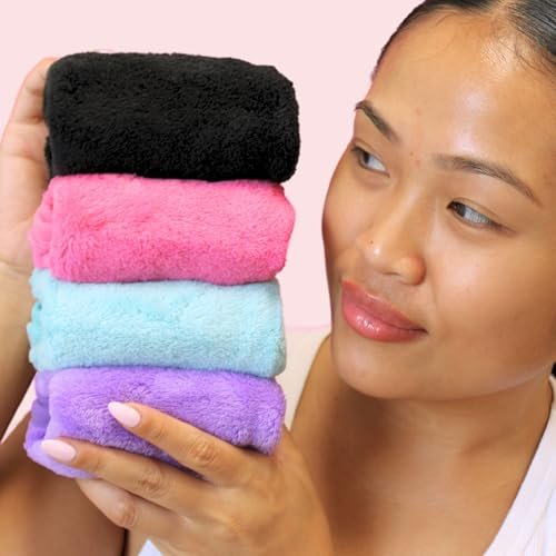 ERASE YOUR FACE Makeup Remover Cloths - Reusable Microfiber Face Towels, 8 Count, Dual-Sided Design, Water Activated, Great Gift Avelisse
