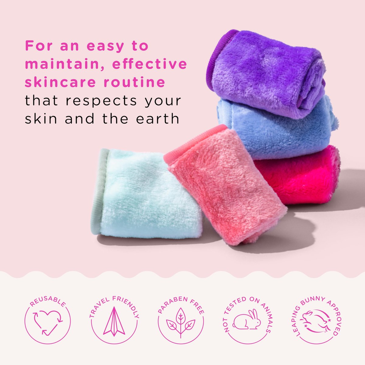 ERASE YOUR FACE Makeup Remover Cloths - Reusable Microfiber Face Towels, 8 Count, Dual-Sided Design, Water Activated, Great Gift Avelisse