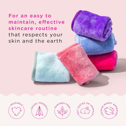 ERASE YOUR FACE Makeup Remover Cloths - Reusable Microfiber Face Towels, 8 Count, Dual-Sided Design, Water Activated, Great Gift Avelisse