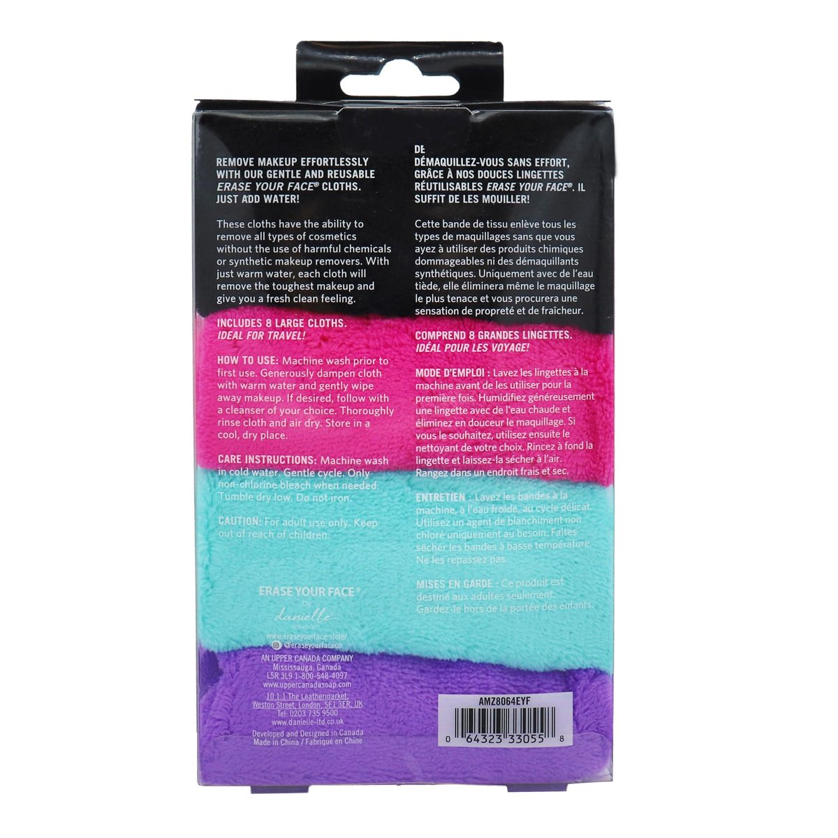 ERASE YOUR FACE Makeup Remover Cloths - Reusable Microfiber Face Towels, 8 Count, Dual-Sided Design, Water Activated, Great Gift Avelisse