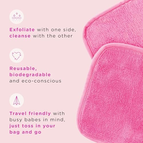 ERASE YOUR FACE Makeup Remover Cloths - Reusable Microfiber Face Towels, 8 Count, Dual-Sided Design, Water Activated, Great Gift Avelisse
